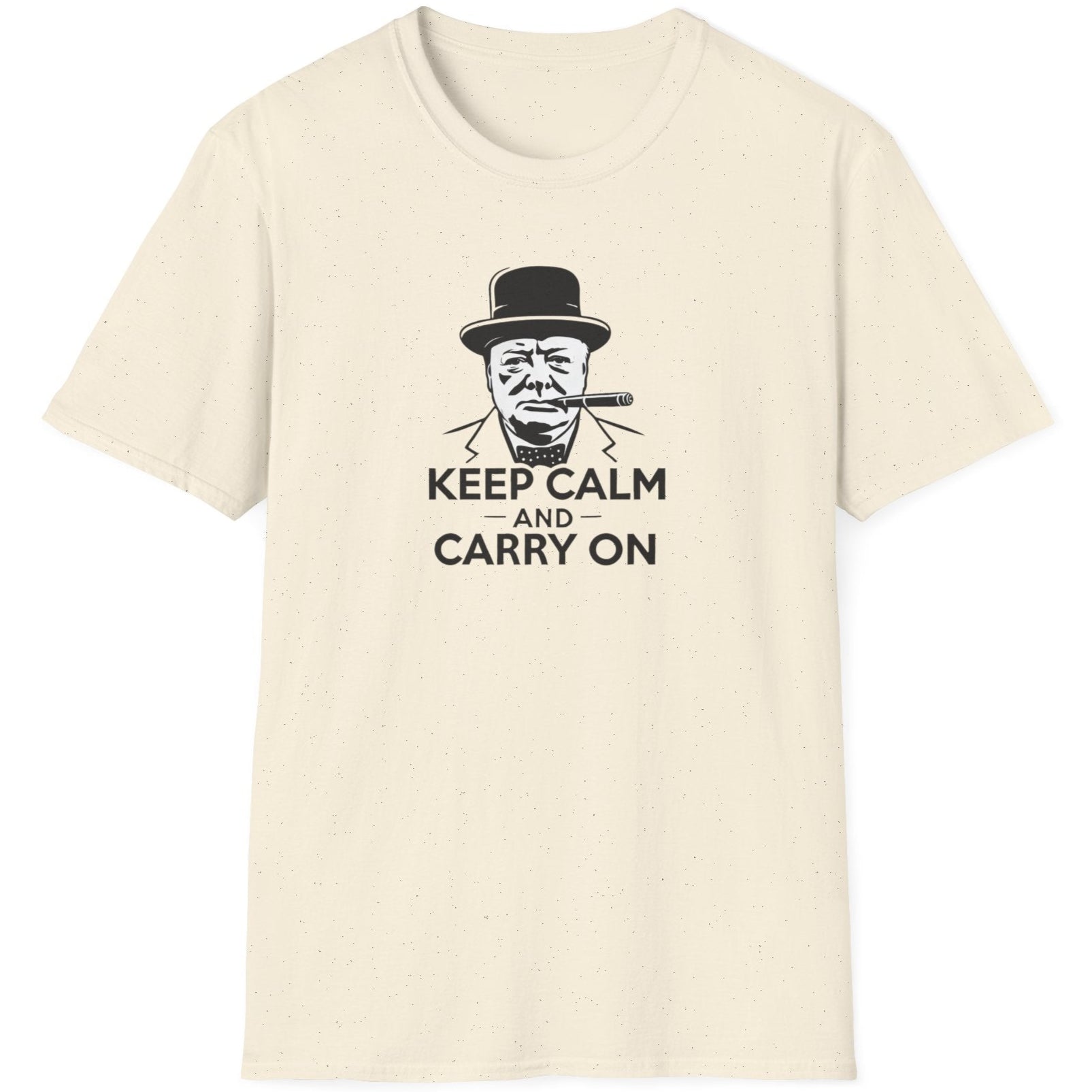 Natural T-Shirt with an image of Winston Churchill and the text "Keep Calm and Carry On"