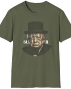 Green T-Shirt with the face of Winston Churchill and the text "Never Surrender".