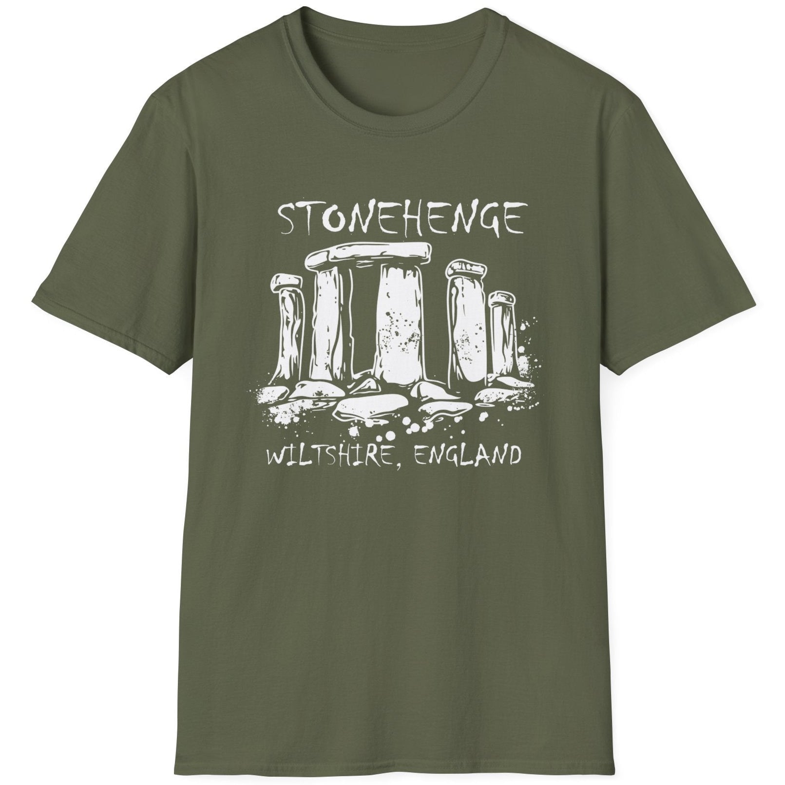 Green T-Shirt with the text "Stonehenge" and a image of Stonehenge.