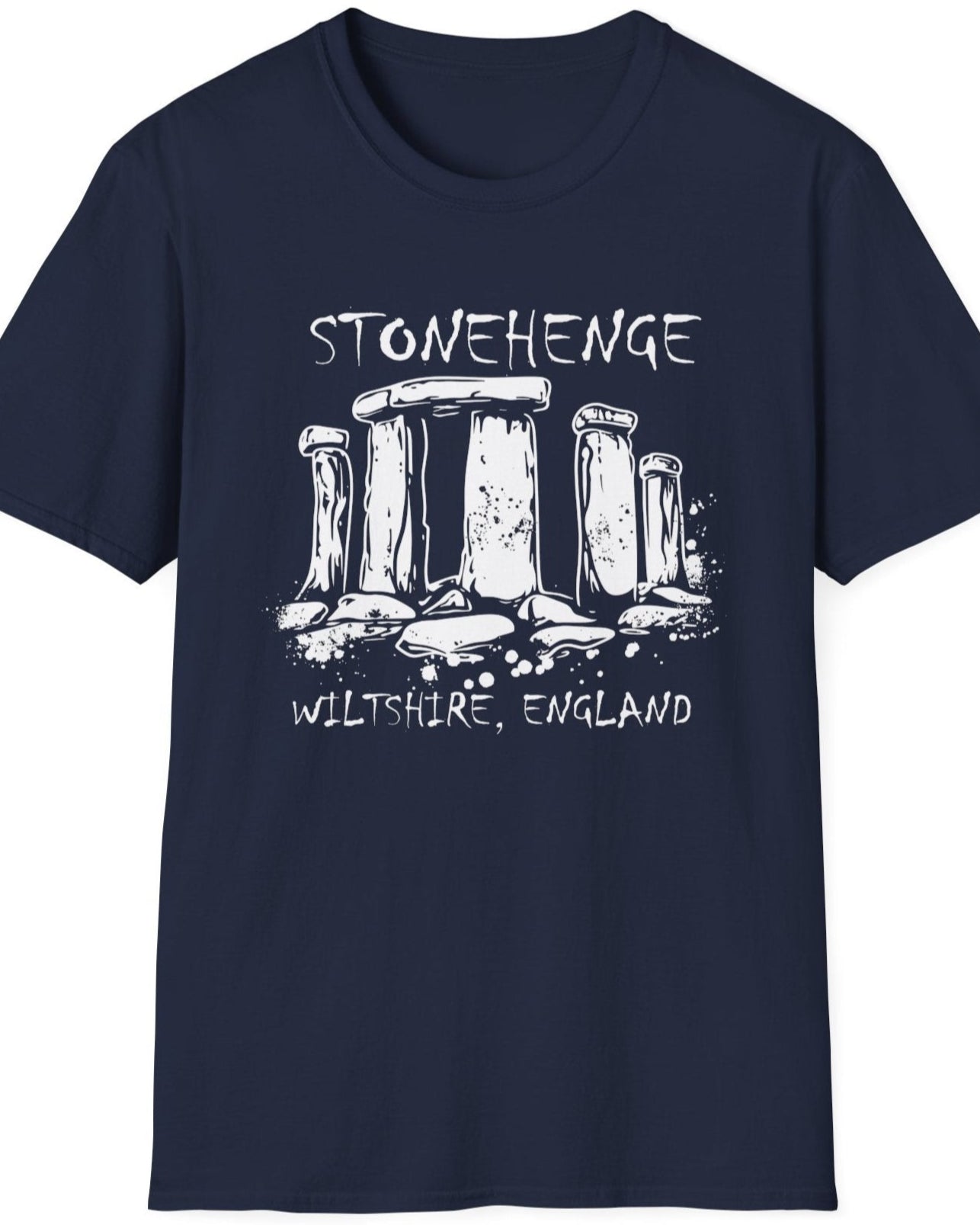 Navy T-Shirt with the text "Stonehenge" and a image of Stonehenge.