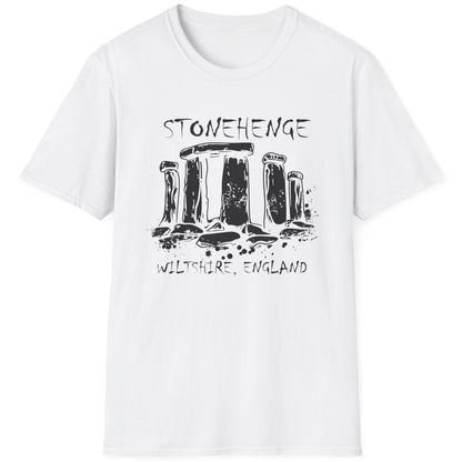 White T-Shirt with the text "Stonehenge" and a image of Stonehenge.