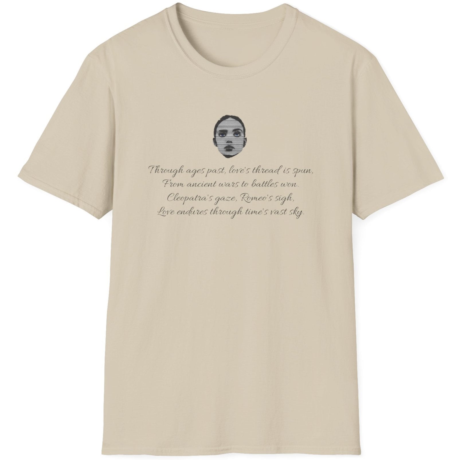Natural T-Shirt with an image of a girl and a poem about history,