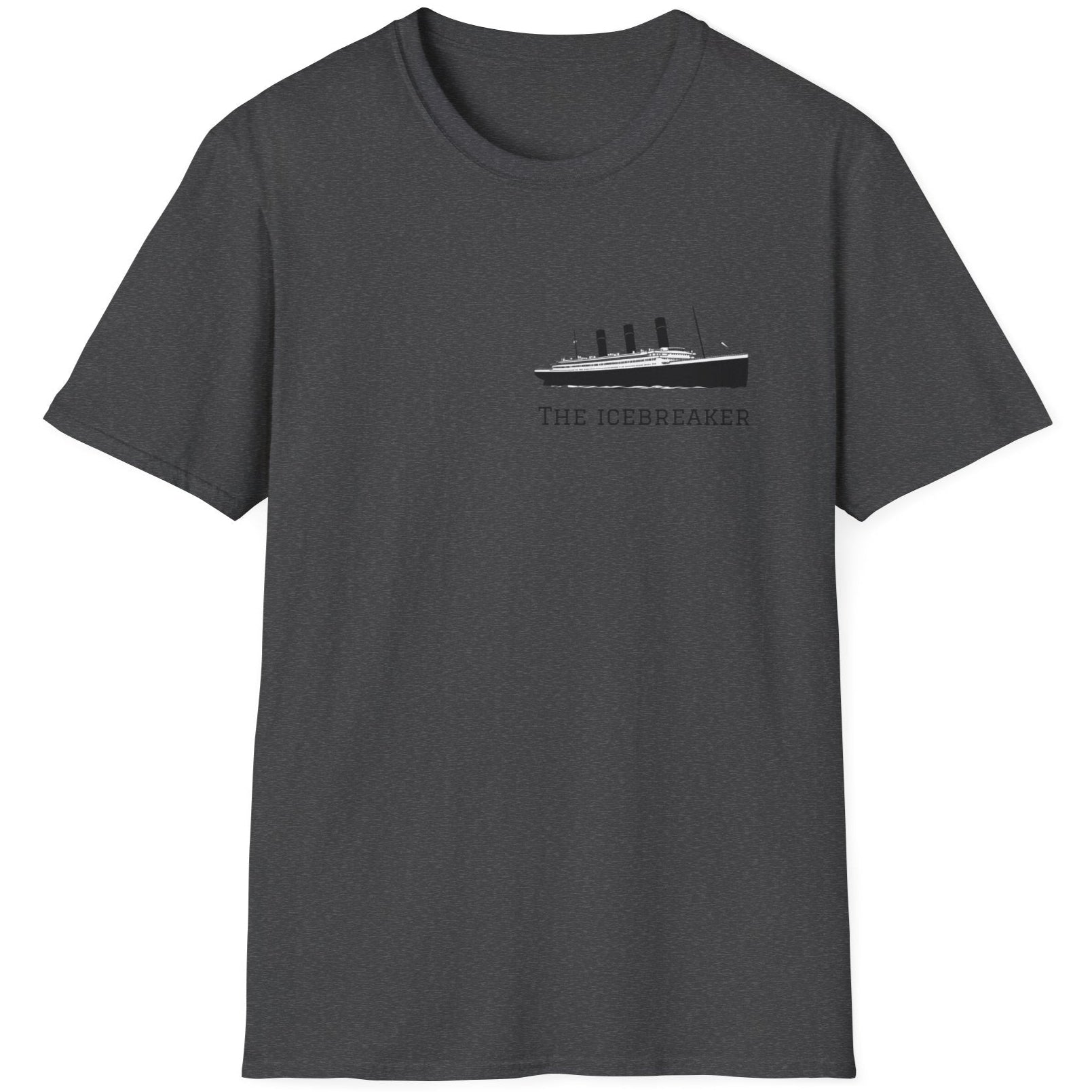 Heather grey T-Shirt with the Titanic and the text "The Icebreaker".