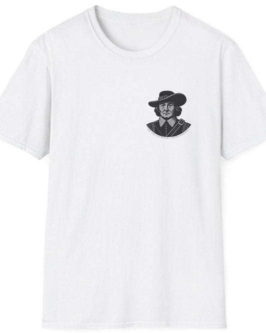 White T-Shirt with Oliver Cromwell as the Lord Protector.