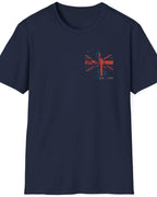 Navy T-Shirt with the UK flag and landmass and the text "Est. 1707".