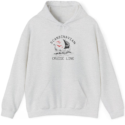 Ash Hoodie with the text "Scandinavian Cruise Line" and a text of a viking boat