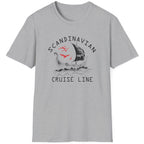 Grey T-Shirt with the text "Scandinavian Cruise Line" and a image of a viking boat.