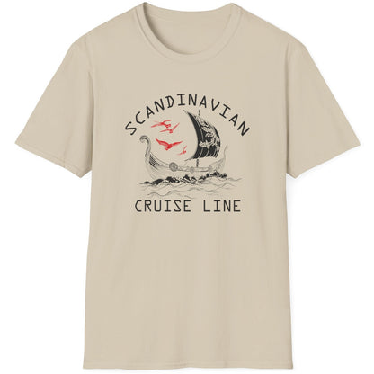 Sand T-Shirt with the text "Scandinavian Cruise Line" and a image of a viking boat