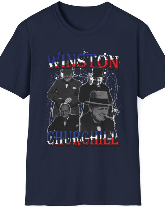 Navy T-Shirt with the images of Winston Churchill