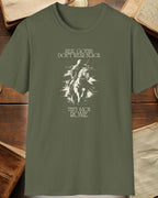 green tshirt with a warrior and the text "real goths dont wear black, they sack rome"